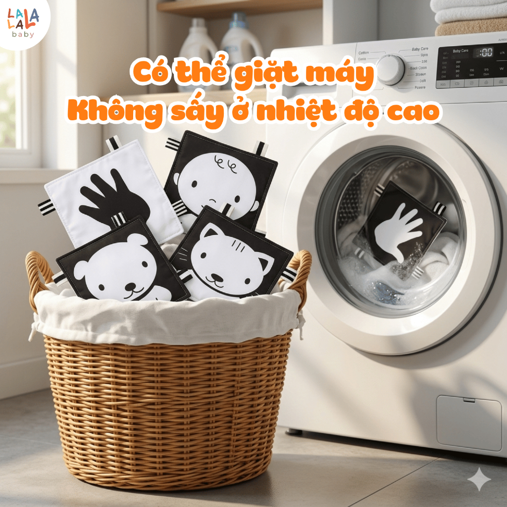 Thẻ vải kích thích thị giác Lalala Baby thẻ vải đen trắng hỗ trợ kích thích thị giác cho bé
