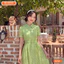 Đầm thiết kế BEMINE cổ sơ mi đính cúc in nơ dáng chữ A phù hợp đi làm, đi chơi-B703