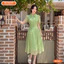 Đầm thiết kế BEMINE cổ sơ mi đính cúc in nơ dáng chữ A phù hợp đi làm, đi chơi-B703