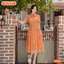 Đầm thiết kế BEMINE cổ sơ mi đính cúc in nơ dáng chữ A phù hợp đi làm, đi chơi-B703
