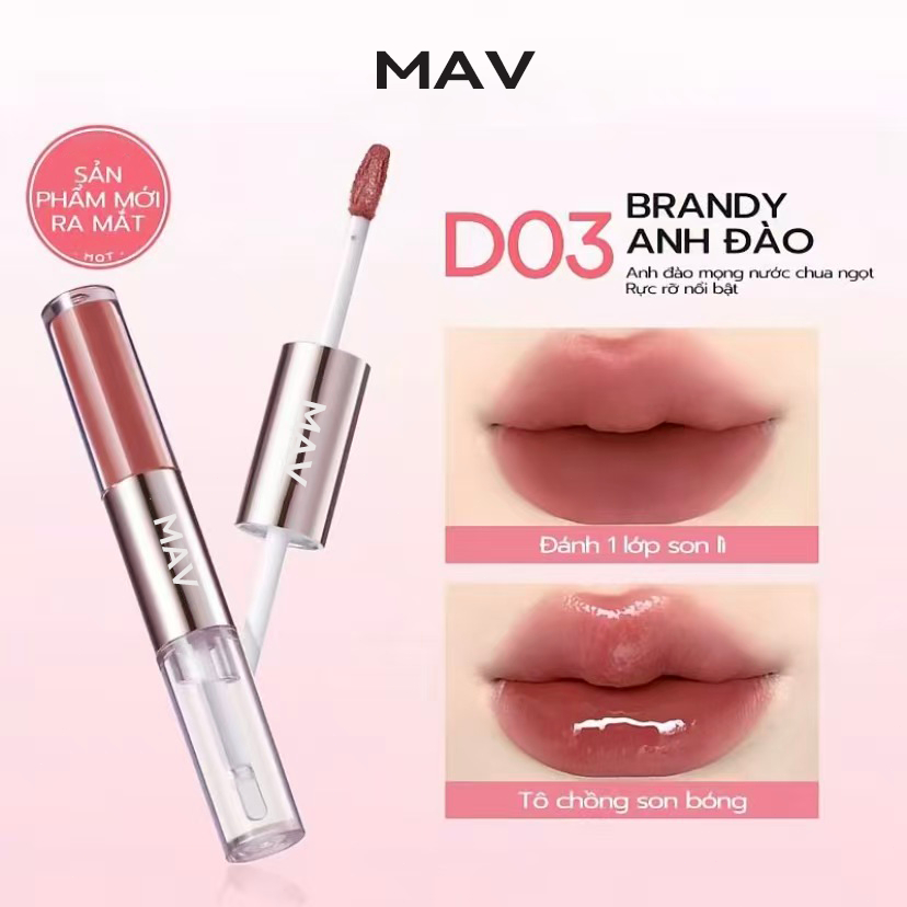 ⚡ Flash Sale ⚡ Son Kem Bóng Hai Đầu MAV Tipsy-Lock 1.5g | Không Dính Cốc, Bền Màu Toàn Ngày | Màu Đ02 & Đ04 [COD]