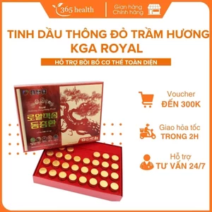 Viên tinh dầu thông đỏ, đông trùng, nhung hươu, linh chi, hồng sâm trầm hương KGA (Hộp 30 viên)
