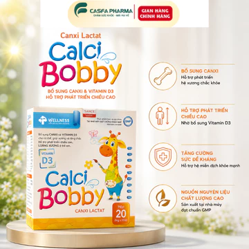 Canxi Hữu Cơ cho Bé Canxi BOBBY, L Lysine, D3K2, Hỗ Trợ Phát Triển Chiều Cao, 20 gói