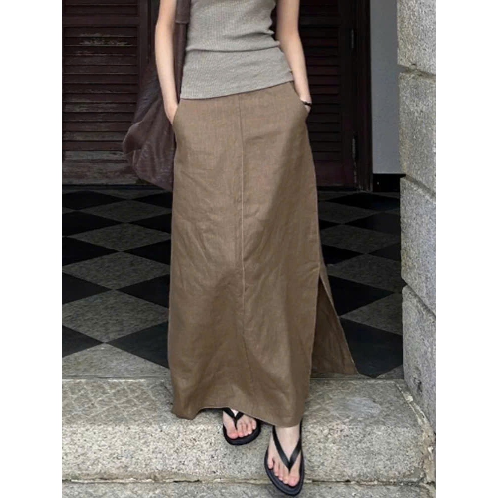 𝗟𝗮𝘃𝗮 𝗟𝗶𝗻𝗲𝗻 - Chân váy Linen xẻ hông