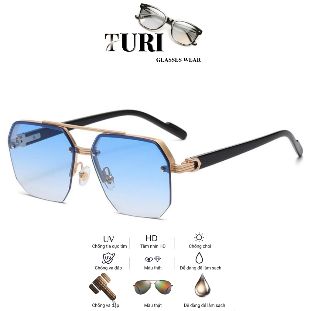 Kính mát nam nữ TURI phong cách thể thao dáng vuông đi biển du lịch 5548