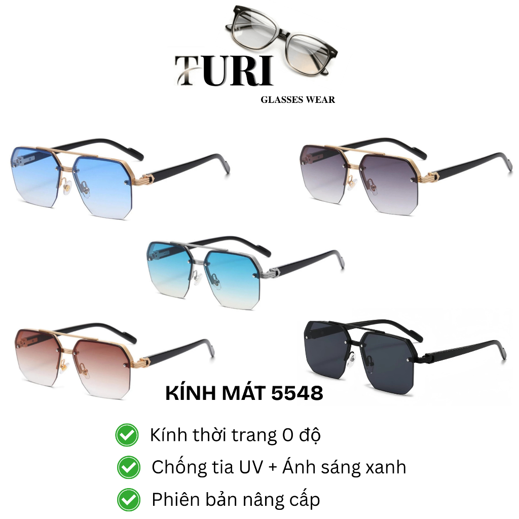 Kính mát nam nữ TURI phong cách thể thao dáng vuông đi biển du lịch 5548