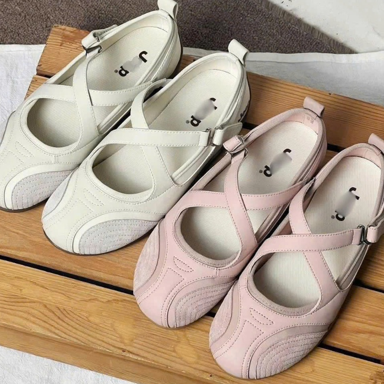 Giày Búp Bê Jeep Mary Jane, Giày Thể Thao Ballet 2 Quai Chéo Phong Cách Hàn Quốc Dễ Phối Đồ.