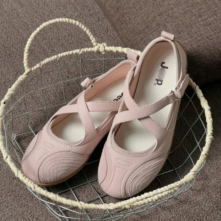Giày Búp Bê Jeep Mary Jane, Giày Thể Thao Ballet 2 Quai Chéo Phong Cách Hàn Quốc Dễ Phối Đồ.