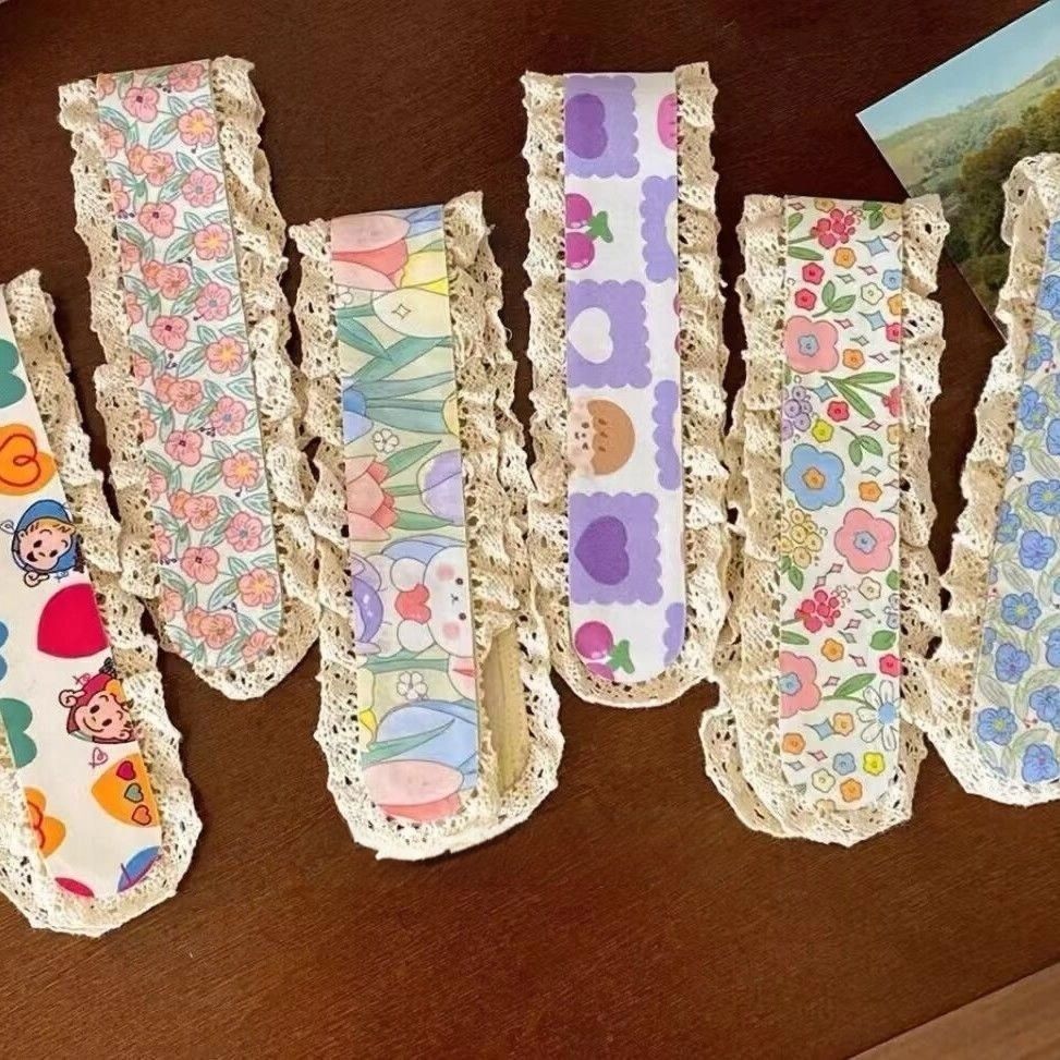 Băng đô dán tóc bản to thiết kế hoa màu sắc tươi sáng dễ thương viền ren xinh xắn phụ kiện tóc nữ