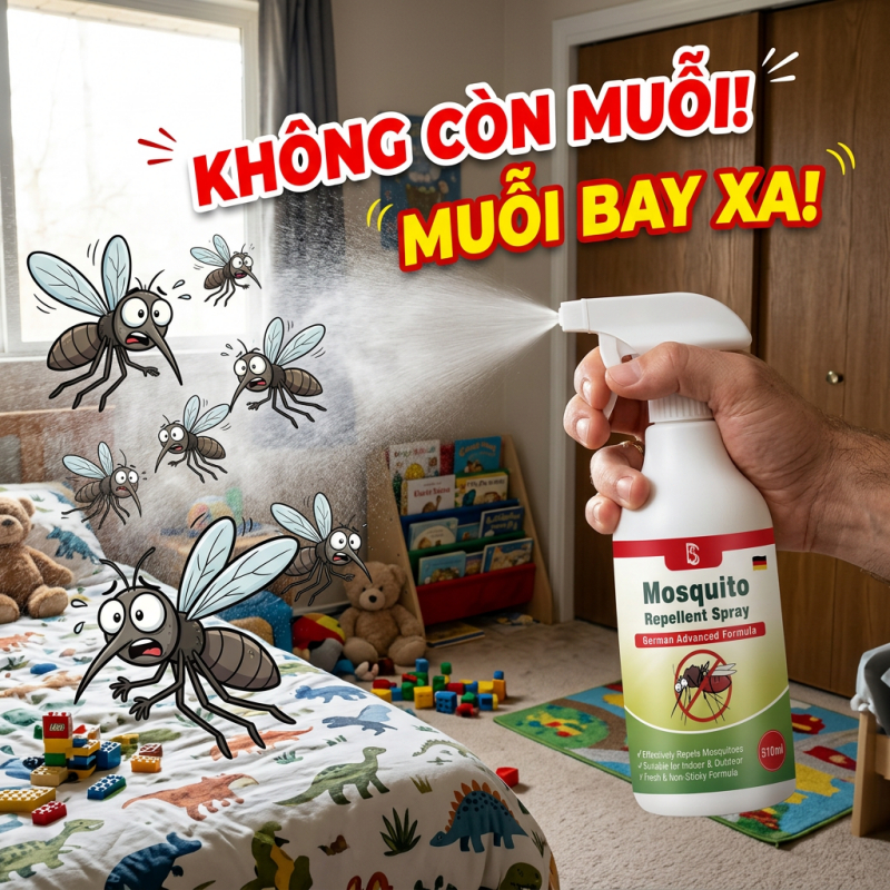 🚫Xịt đuổi muỗi 510ml🚫 Diệt muỗi nhanh, dùng trong nhà ngoài trời, xua côn trùng bay, công thức tự nhiên dễ dùng