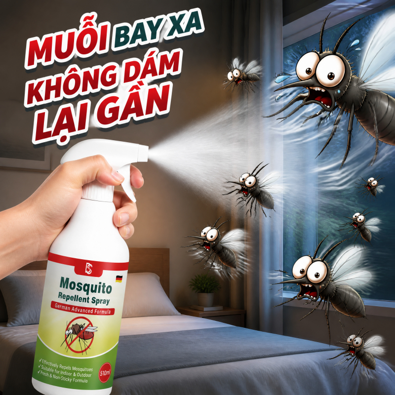 🚫Cả nhà sạch muỗi🚫 Xịt đuổi muỗi 510ml chiết xuất thực vật, xua muỗi hiệu quả, dễ dùng cho gia đình