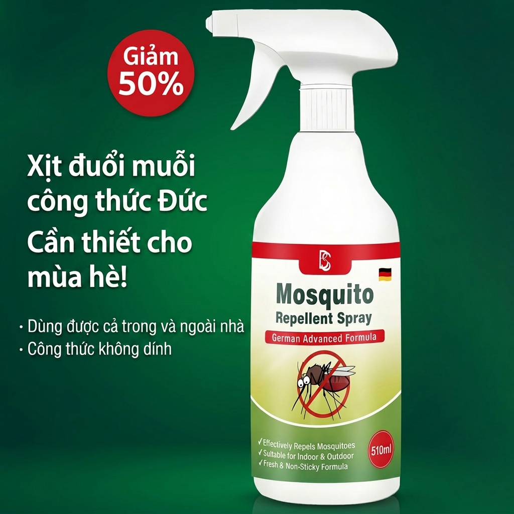 ✅Ngủ ngon suốt đêm✅ Xịt đuổi muỗi 510ml chiết xuất thực vật, bảo vệ lâu dài, dùng cho gia đình