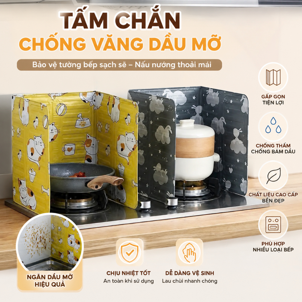 Tấm chắn dầu mỡ HOẠ TIẾT bếp ga in hoạ tiết 3D cao cấp,chịu nhiệt tốt an toàn với người sủ dụng
