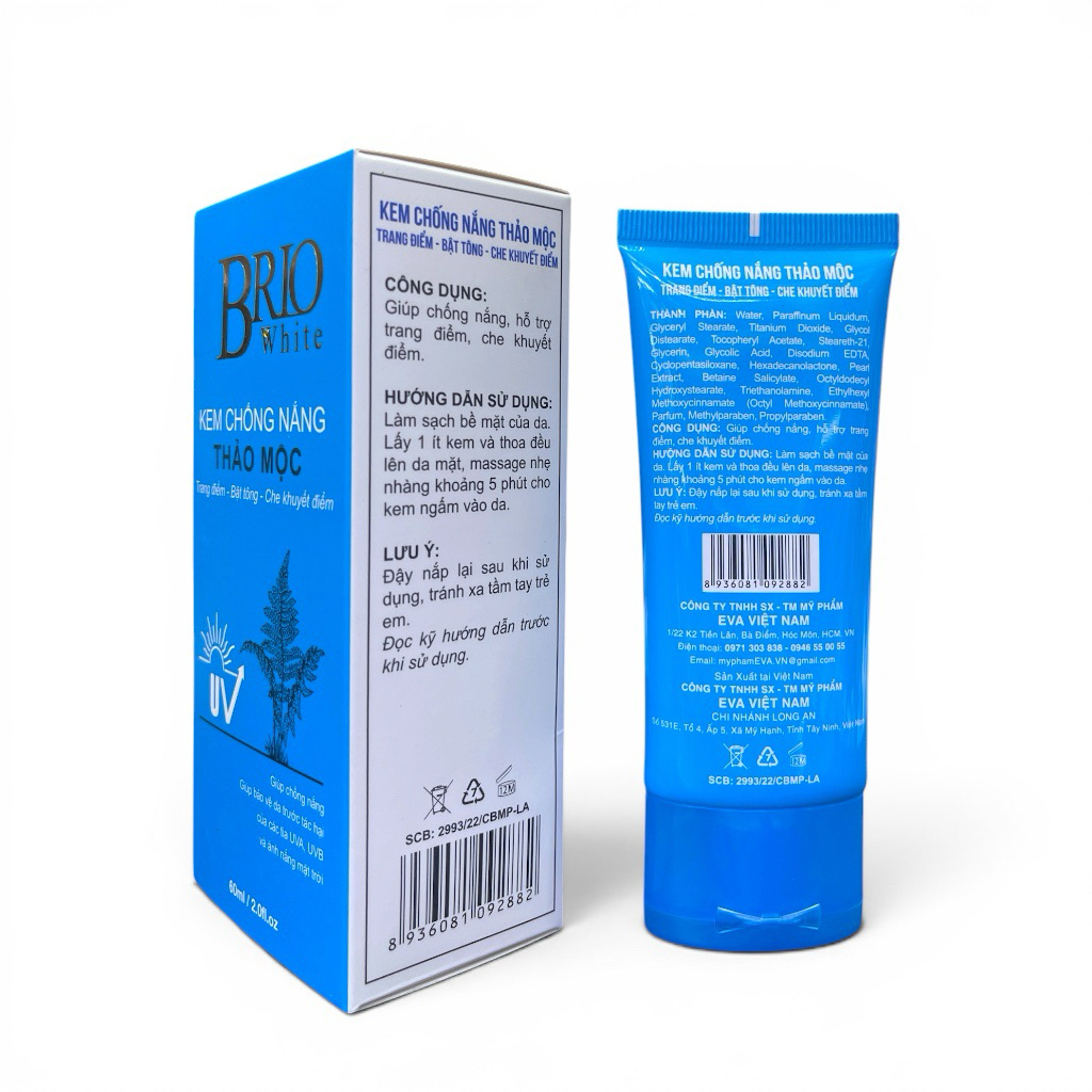 Kem Chống Nắng Thảo Mộc BRIO White – Bật Tông, Che Khuyết Điểm, Bảo Vệ Da UV