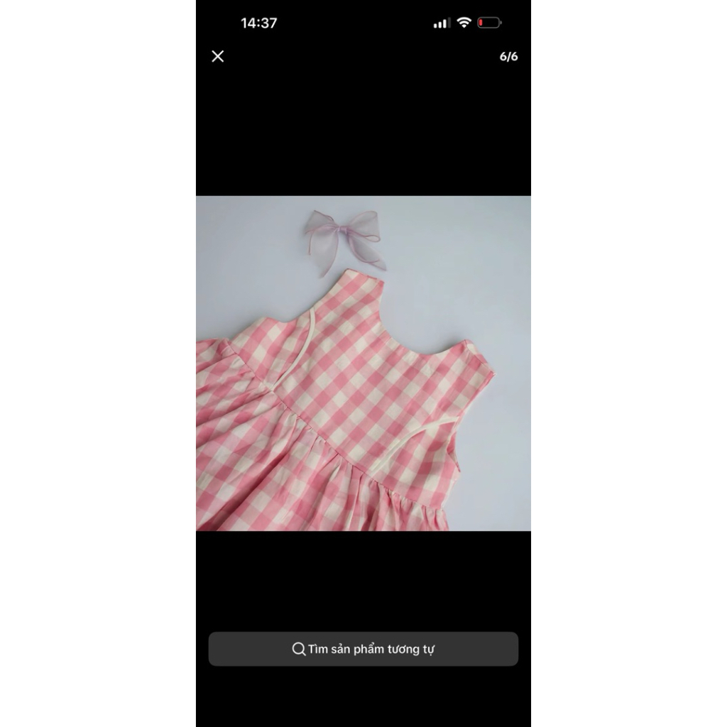 Váy kẻ karo hồng thiết kế sát nách chất vải mềm mát cho bé Diệu Linh shop kids đi học đi chơi size 8-35kg DL 80