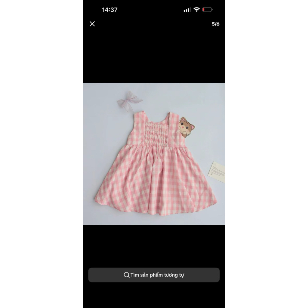 Váy kẻ karo hồng thiết kế sát nách chất vải mềm mát cho bé Diệu Linh shop kids đi học đi chơi size 8-35kg DL 80