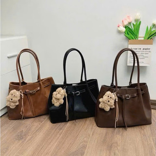 Túi xách tote công sở size 35 cho nữ da PU cao cấp tặng kèm charm gấu xinh MIE BAG