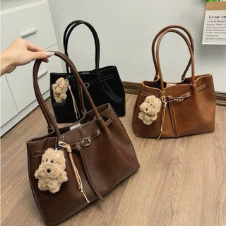 Túi xách tote công sở size 35 cho nữ da PU cao cấp tặng kèm charm gấu xinh MIE BAG