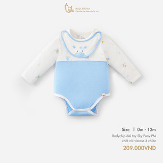 Ngọc Bảo An (0-12M) Bộ bodychip dài tay vải Viscose mềm mịn thấm hút mồ hôi tốt, thoáng mát