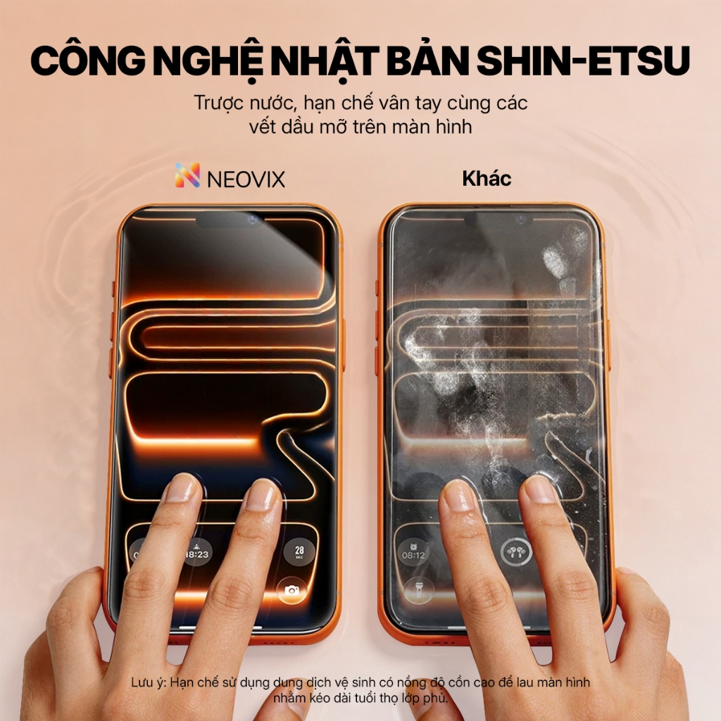 【KHÔNG VIỀN】02 Kính Cường Lực iPhone Tự Dán Chống Vân Tay Chống Nhìn Trộm iPhone 15 16 17 14 Pro Max