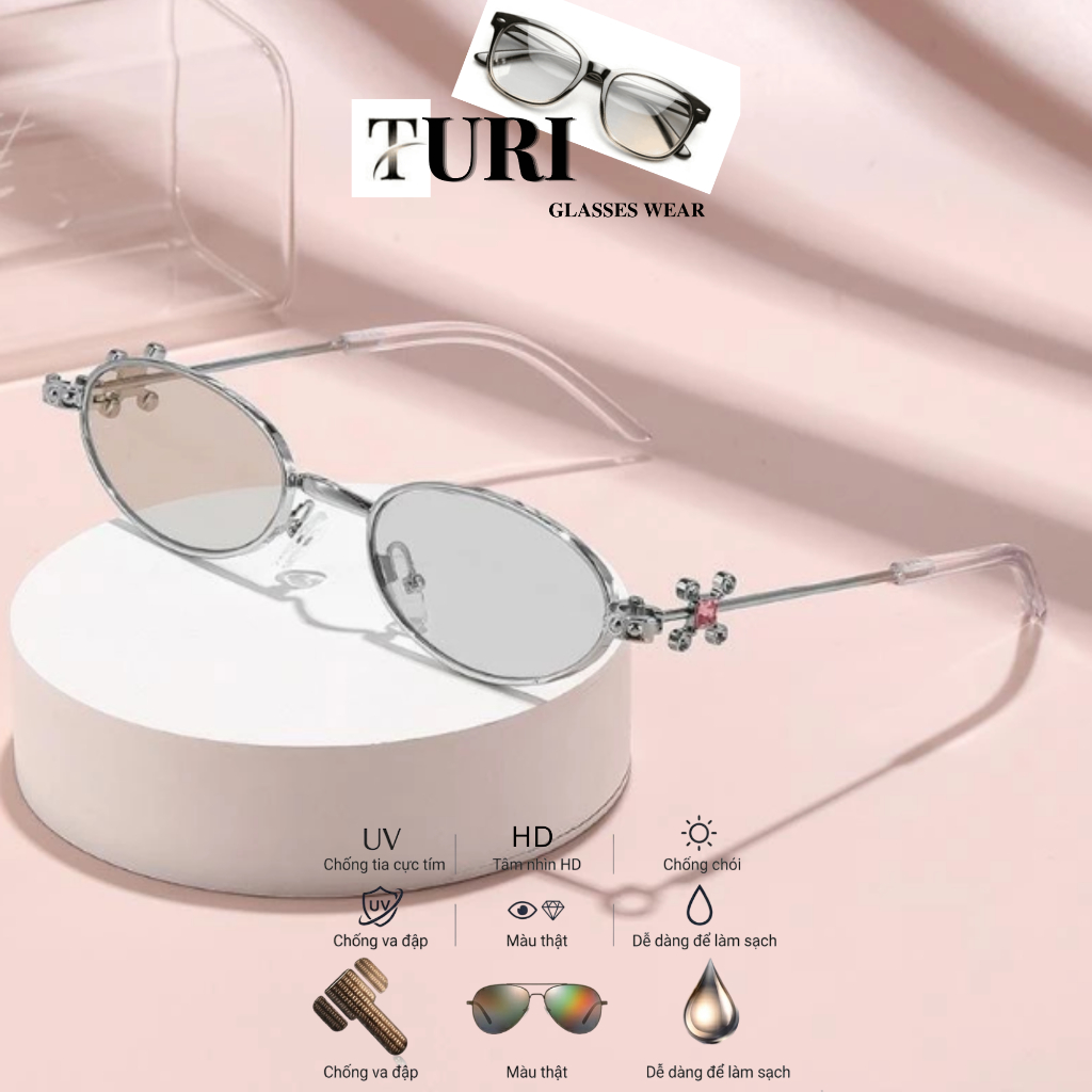 Kính bầu dục mắt mèo phong cách thanh lịch thời trang nữ hot trend chống tia UV 30915