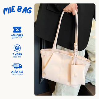 Túi xách công sở tote cho nữ màu pastel da bóng cao cấp tặng kèm ví nhỏ MIE BAG