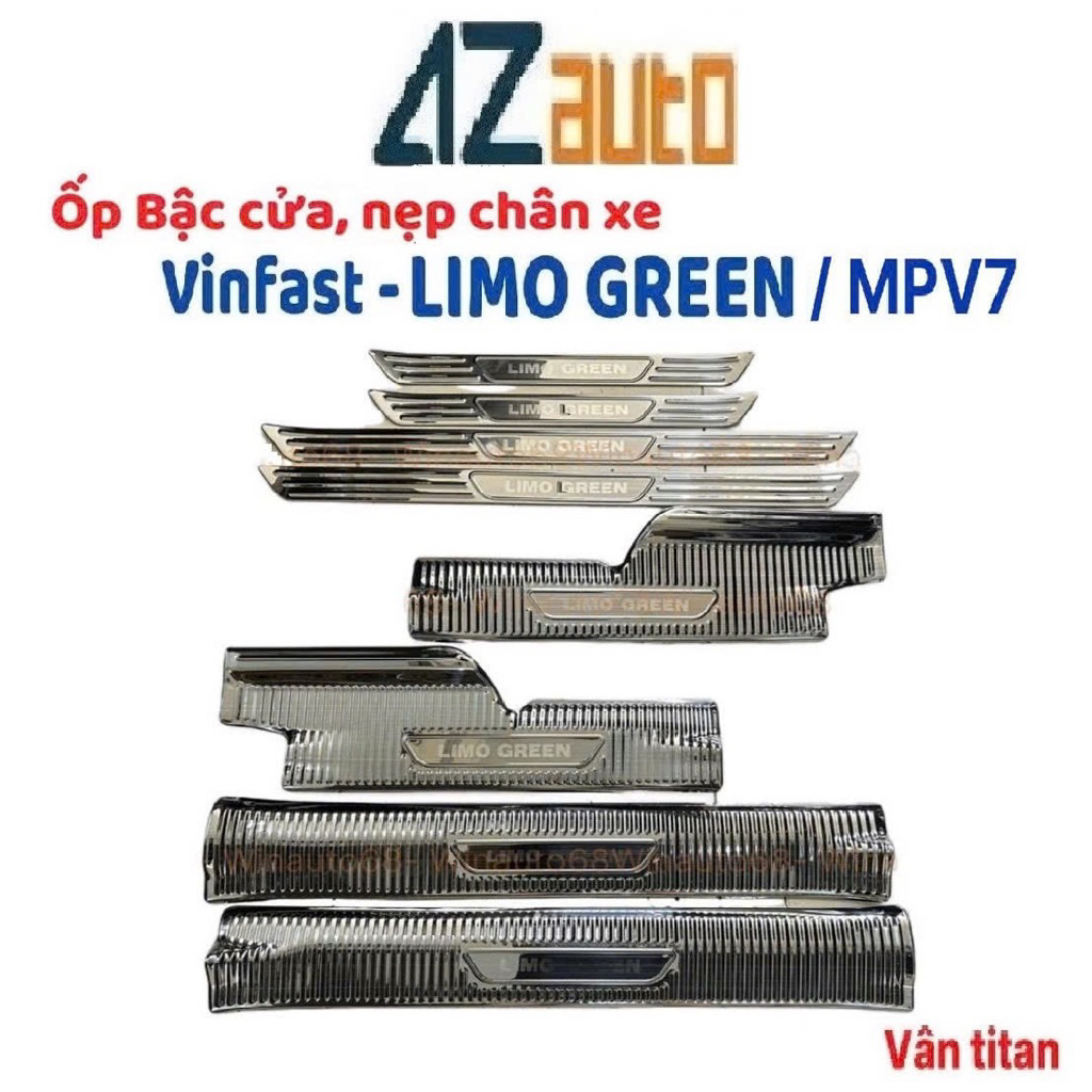 Ốp bậc cửa, nẹp bước chân và chống trầy cốp trong và ngoài xe Vinfast Limo green / VF MPV7 hàng cao cấp
