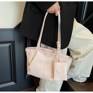 Túi xách công sở tote cho nữ màu pastel da bóng cao cấp tặng kèm ví nhỏ MIE BAG