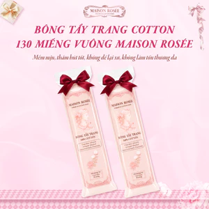 Bông tẩy trang cotton cao cấp Maison Rosée 130 miếng vuông mềm nhẹ dịu dàng