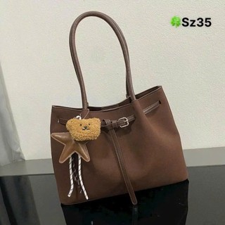 Túi xách đeo vai công sở tote chất da lộn mềm mịn tặng kèm charm gấu xinh MIE BAG