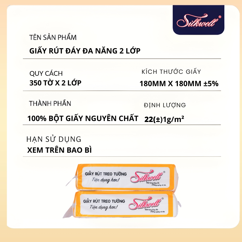 [HỎA TỐC 10 BỊCH] Khăn Giấy Rút Đáy Treo Tường Silkwell Đa Năng 450gx2 Lớp - Dai, Thấm Hút Dầu Nhanh