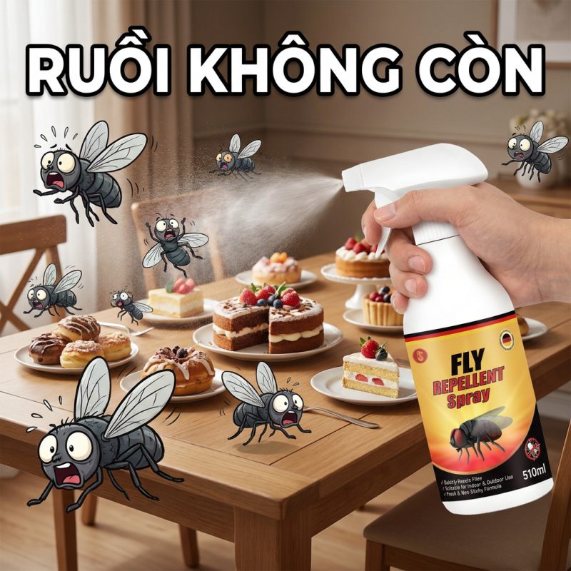 🪰Xịt đuổi ruồi 510ml🪰 Xua ruồi và côn trùng bay hiệu quả, dễ dùng cho gia đình, trong nhà ngoài trời