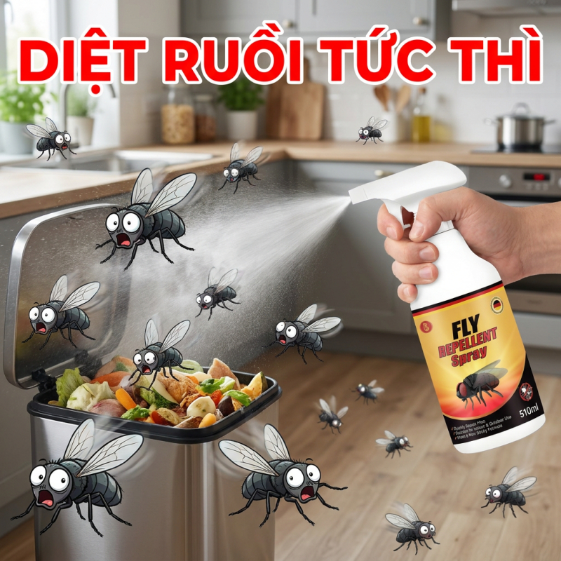 🔥Mua 1 tặng 1🔥 Xịt đuổi ruồi 510ml, dùng cho nhà ở và chuồng trại, hỗ trợ xua ruồi lâu dài dễ dùng