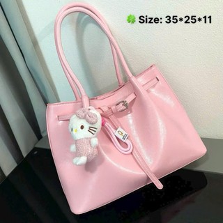 Túi xách công sở tote đeo vai da PU bóng cao cấp tặng kèm charm mèo MIE BAG