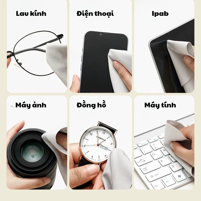 [5 cái] Khăn lau mắt kinh chuyên dụng chất liệu vải da lộn mềm mịn làm sạch tròng kính | BigBuy360 - bigbuy360.vn