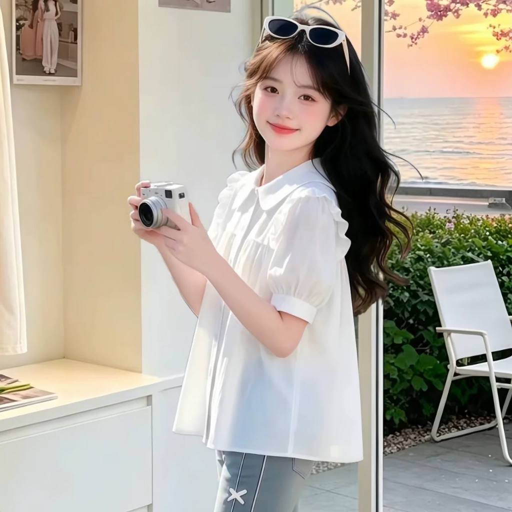 Áo sơ mi thô cotton cho bé gái size đại BEESHOP H26059