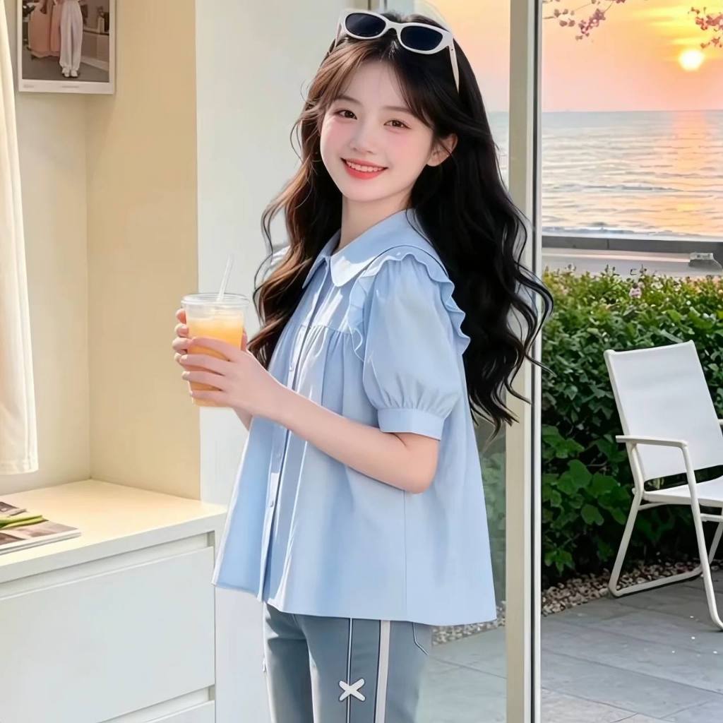 Áo sơ mi thô cotton cho bé gái size đại BEESHOP H26059