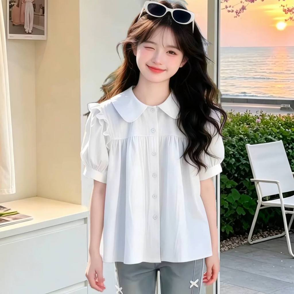 Áo sơ mi thô cotton cho bé gái size đại BEESHOP H26059