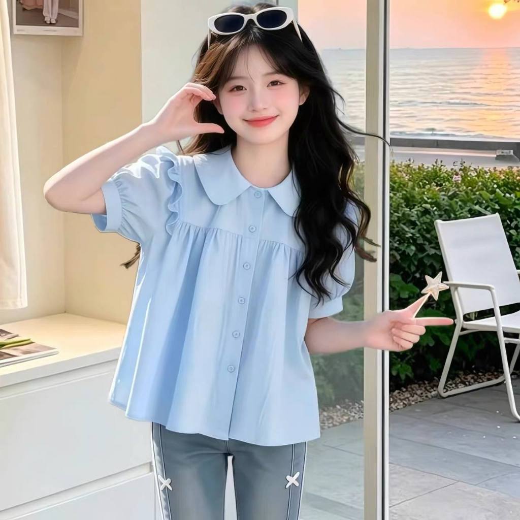 Áo sơ mi thô cotton cho bé gái size đại BEESHOP H26059