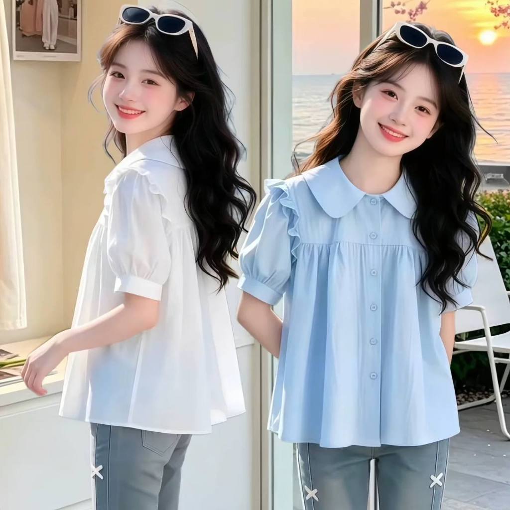 Áo sơ mi thô cotton cho bé gái size đại BEESHOP H26059