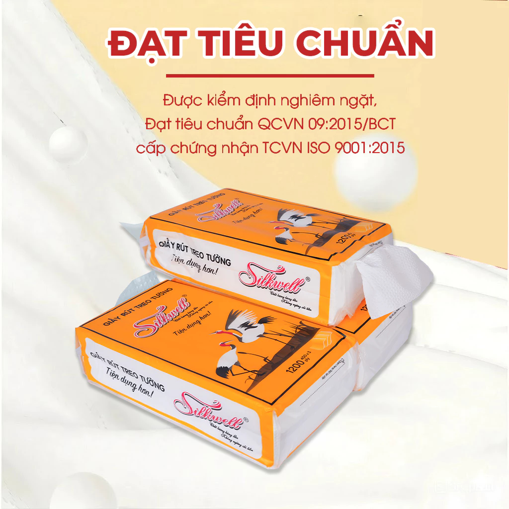 [HỎA TỐC 10 BỊCH] Khăn Giấy Rút Đáy Treo Tường Silkwell Đa Năng 450gx2 Lớp - Dai, Thấm Hút Dầu Nhanh
