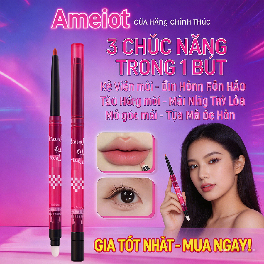 🌟Makeup Dễ Dàng Với Ameiot 4in1! Kẻ Môi, Vẽ Mắt, Tạo Khối Mũi – Da Đẹp Mềm Mịn💖