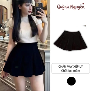 Chân Váy Xếp Ly Nhung Cạp Cao Hồng Ngọc Dáng Xòe Tôn Dáng Chất Liệu Mềm Mịn Dày Dặn Có Quần Bảo Hộ 039QN