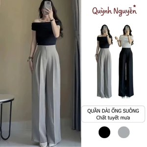 Quần Ống Suông Cạp Liền Khóa Sườn Chất Gold Mỹ Tôn Dáng Form Đẹp Dễ Phối Đồ Thời Trang Nữ Hồng Ngọc 286 QN