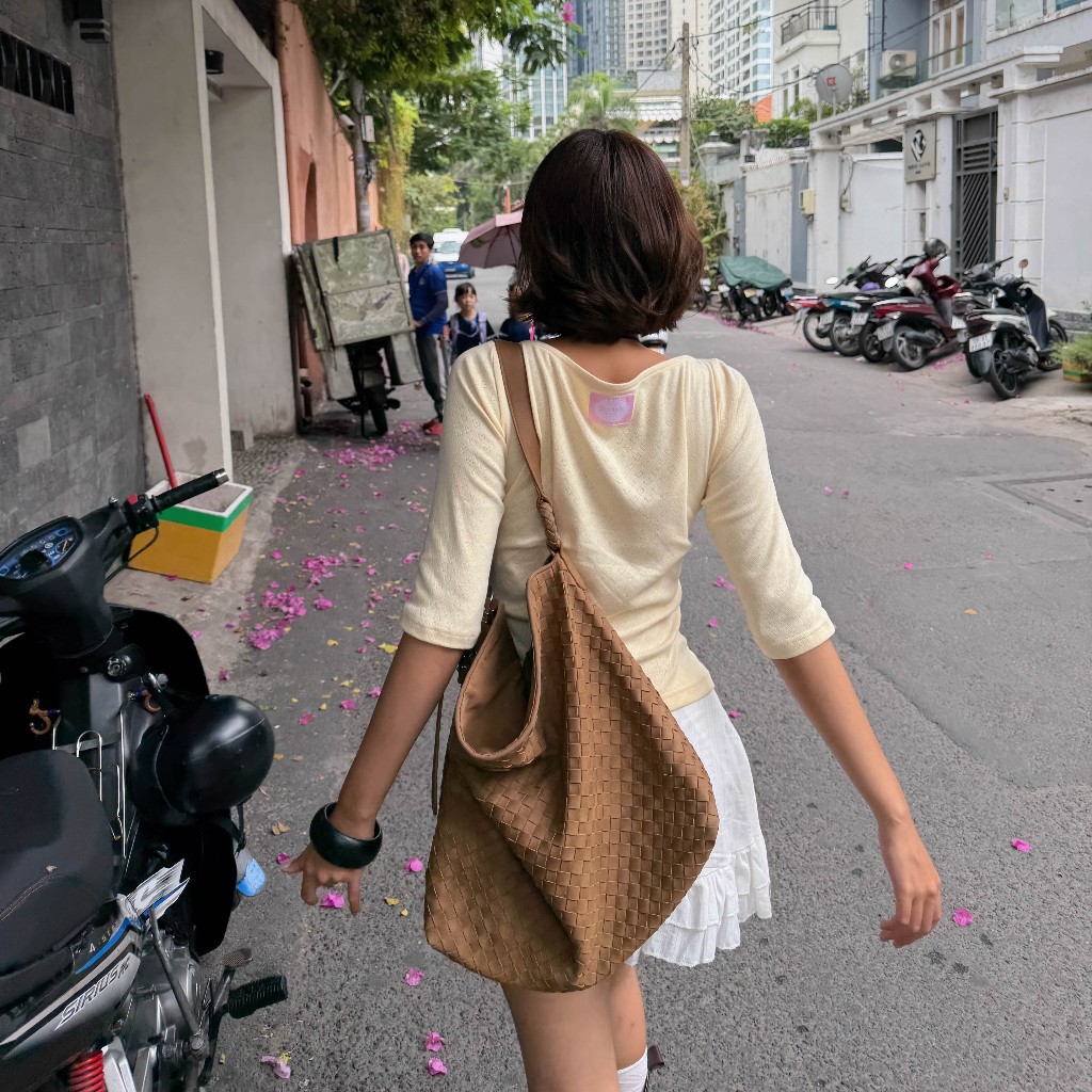 Áo thun cổ thuyền tay lửng SONNA HI – cotton thông hơi cao cấp – HALF SLEEVE BOAT-NECK TOP