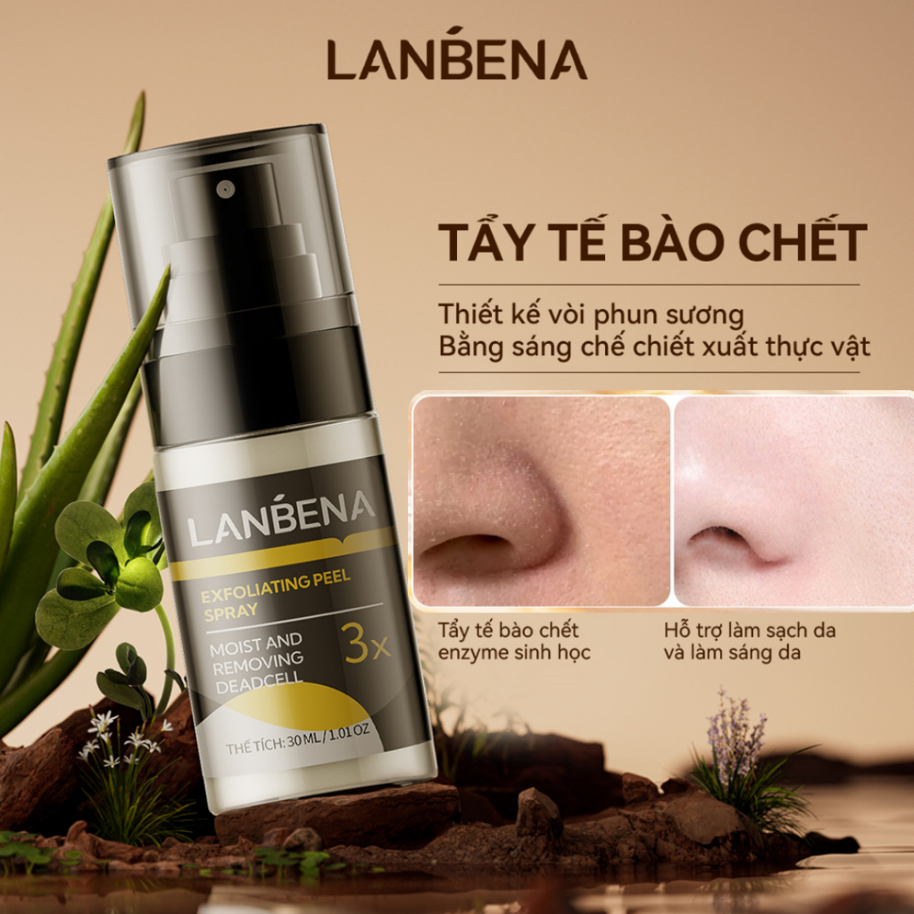 LANBENA Xịt Tẩy Tế Bào Chết Mặt  (30ml) - Làm Sạch Sâu,Cải Thiện Làn Da Thô Ráp,Tiết Dầu,Giảm Mụn tẩy da chết Skincare