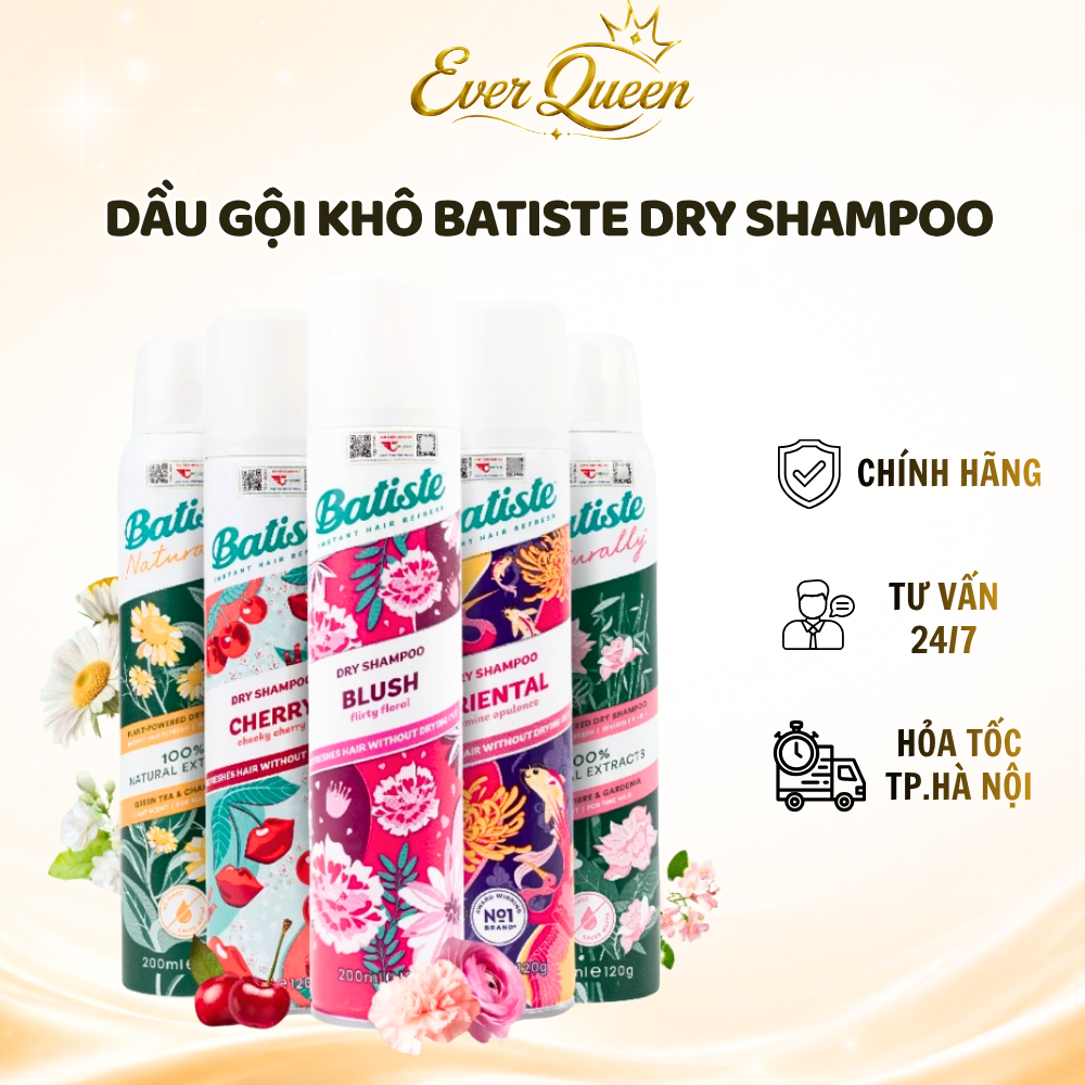 Dầu Gội Khô Batiste Dry Shampoo 200ml Giảm Bết Và Làm Phồng Tóc - Ever Queen