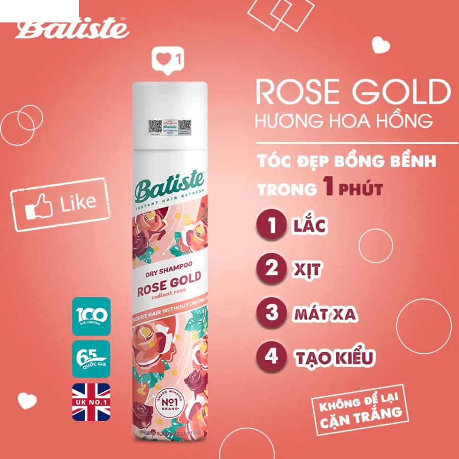 Dầu Gội Khô Batiste Dry Shampoo 200ml Giảm Bết Và Làm Phồng Tóc - Ever Queen