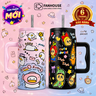 Ly giữ nhiệt cao cấp Big Cup 1500ml cốc nước giữ nhiệt thể thao inox 304 Fan House bình giữ nhiệt
