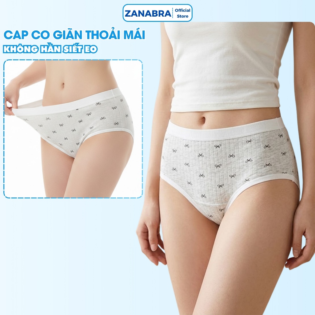 [ Xả Hàng ] Sét 5 Quần Lót Nữ cotton 7A co dãn 4 chiều thấm hút mồ hôi đũng kháng khuẩn ZANABRA L1108